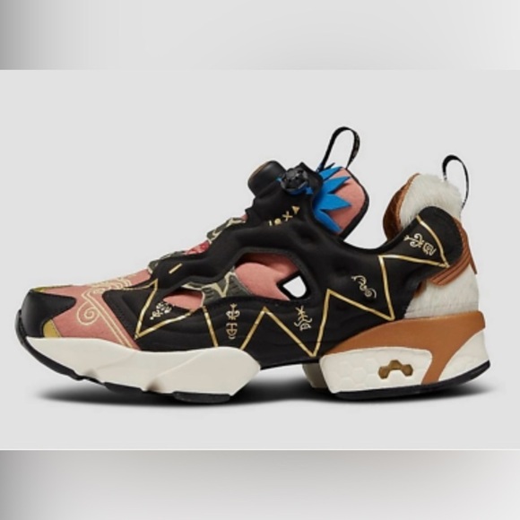 Reebok x Power Rangers Instapump Fury 94 Black Ruscly Gold Size 7 - Picture 2 of 16